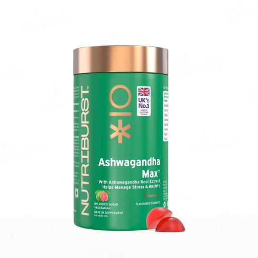 Nutriburst Ashwagandha Max+ Health Supplement Gummies - Guava Flavour